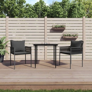 vidaXL, vidaXL Gartenstühle mit Kissen 2 Stk. Schwarz 54x61x83 cm Poly Rattan, vidaXL Gartenstühle mit Kissen 2 Stk. Schwarz 54x61x83 cm Poly Rattan