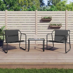 vidaXL, vidaXL 3-tlg. Garten-Lounge-Set mit Kissen Anthrazit Stahl, vidaXL 3-tlg. Garten-Lounge-Set mit Kissen Anthrazit Stahl