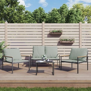 vidaXL, vidaXL 3-tlg. Garten-Lounge-Set mit Kissen Anthrazit Stahl, vidaXL 3-tlg. Garten-Lounge-Set mit Kissen Anthrazit Stahl