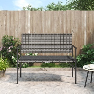 vidaXL, vidaXL Gartenbank 2-Sitzer mit Kissen Grau Poly Rattan