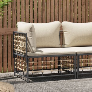 vidaXL, vidaXL Garten-Ecksofa mit Beige Kissen Poly Rattan