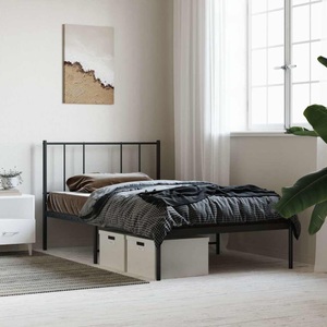 vidaXL, vidaXL Bettgestell mit Kopfteil Metall Schwarz 75x190 cm