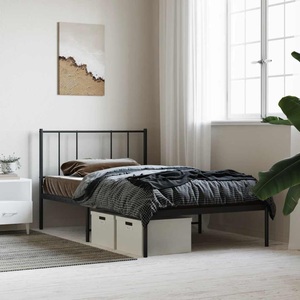 vidaXL, vidaXL Bettgestell mit Kopfteil Metall Schwarz 90x190 cm
