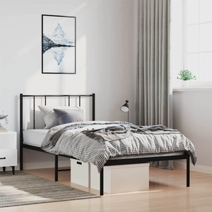 vidaXL, vidaXL Bettgestell mit Kopfteil Metall Schwarz 100x190 cm