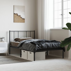 vidaXL, vidaXL Bettgestell mit Kopfteil Metall Schwarz 100x200 cm, vidaXL Bettgestell mit Kopfteil Metall Schwarz 100x200 cm