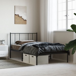 vidaXL, vidaXL Bettgestell mit Kopfteil Metall Schwarz 107x203 cm, vidaXL Bettgestell mit Kopfteil Metall Schwarz 107x203 cm