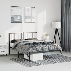 vidaXL, vidaXL Bettgestell mit Kopfteil Metall Schwarz 150x200 cm