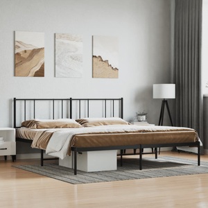 vidaXL, vidaXL Bettgestell mit Kopfteil Metall Schwarz 180x200 cm