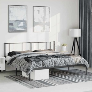 vidaXL, vidaXL Bettgestell mit Kopfteil Metall Schwarz 183x213 cm