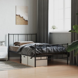 vidaXL, vidaXL Bettgestell mit Kopf- und Fußteil Metall Schwarz 90x200 cm, vidaXL Bettgestell mit Kopf- und Fußteil Metall Schwarz 90x200 cm