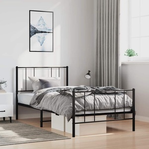 vidaXL, vidaXL Bettgestell mit Kopf- und Fußteil Metall Schwarz 100x190 cm