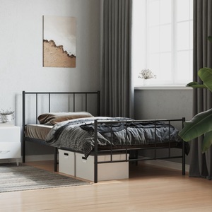 vidaXL, vidaXL Bettgestell mit Kopf- und Fußteil Metall Schwarz 107x203 cm