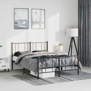vidaXL, vidaXL Bettgestell mit Kopf- und Fußteil Metall Schwarz 135x190 cm
