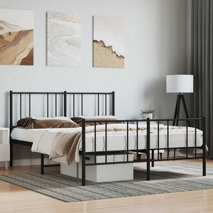 vidaXL, vidaXL Bettgestell mit Kopf- und Fußteil Metall Schwarz 140x190 cm