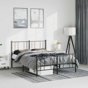 vidaXL, vidaXL Bettgestell mit Kopf- und Fußteil Metall Schwarz 150x200 cm, vidaXL Bettgestell mit Kopf- und Fußteil Metall Schwarz 150x200 cm