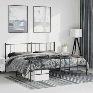 vidaXL, vidaXL Bettgestell mit Kopf- und Fußteil Metall Schwarz 183x213 cm