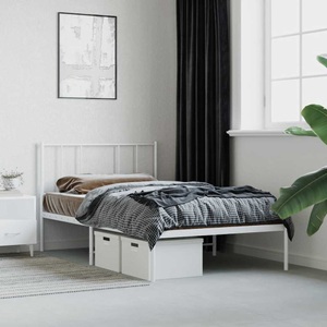 vidaXL, vidaXL Bettgestell mit Kopfteil Metall Weiß 90x190 cm