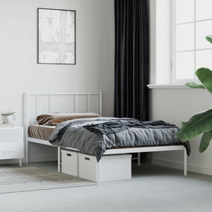 vidaXL, vidaXL Bettgestell mit Kopfteil Metall Weiß 100x190 cm