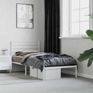 vidaXL, vidaXL Bettgestell mit Kopfteil Metall Weiß 107x203 cm