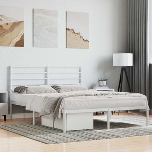 vidaXL, vidaXL Bettgestell mit Kopfteil Metall Weiß 140x190 cm