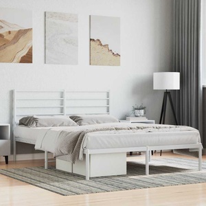 vidaXL, vidaXL Bettgestell mit Kopfteil Metall Weiß 140x200 cm