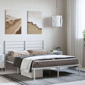 vidaXL, vidaXL Bettgestell mit Kopfteil Metall Weiß 150x200 cm