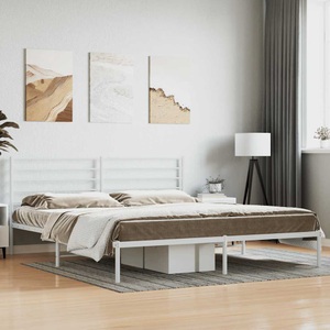 vidaXL, vidaXL Bettgestell mit Kopfteil Metall Weiß 200x200 cm