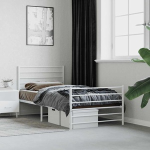 vidaXL, vidaXL Bettgestell mit Kopf- und Fußteil Metall Weiß 90x200 cm