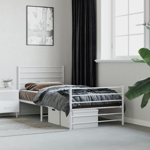 vidaXL, vidaXL Bettgestell mit Kopf- und Fußteil Metall Weiß 107x203 cm, vidaXL Bettgestell mit Kopf- und Fußteil Metall Weiß 107x203 cm