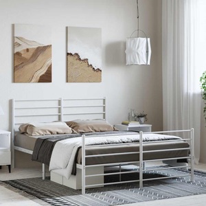 vidaXL, vidaXL Bettgestell mit Kopf- und Fußteil Metall Weiß 135x190 cm, vidaXL Bettgestell mit Kopf- und Fußteil Metall Weiß 135x190 cm