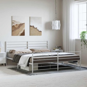 vidaXL, vidaXL Bettgestell mit Kopf- und Fußteil Metall Weiß 183x213 cm