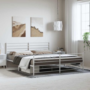 vidaXL, vidaXL Bettgestell mit Kopf- und Fußteil Metall Weiß 193x203 cm