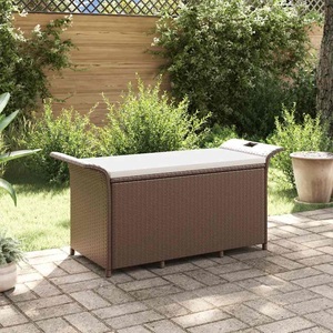 vidaXL, vidaXL Gartenbank mit Kissen Braun 116x46x57 cm Poly Rattan, vidaXL Gartenbank mit Kissen Braun 116x46x57 cm Poly Rattan