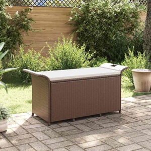vidaXL, vidaXL Gartenbank mit Kissen Braun 116x46x57 cm Poly Rattan