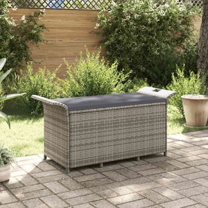 vidaXL, vidaXL Gartenbank mit Kissen Grau 116x46x57 cm Poly Rattan