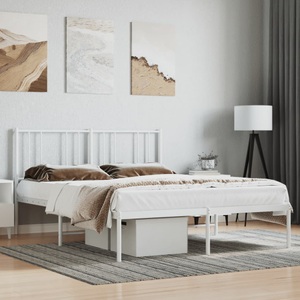 vidaXL, vidaXL Bettgestell mit Kopfteil Metall Weiß 140x200 cm, vidaXL Bettgestell mit Kopfteil Metall Weiß 140x200 cm