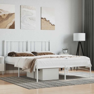 vidaXL, vidaXL Bettgestell mit Kopfteil Metall Weiß 140x200 cm