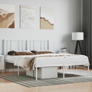 vidaXL, vidaXL Bettgestell mit Kopfteil Metall Weiß 160x200 cm