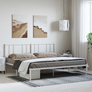 vidaXL, vidaXL Bettgestell mit Kopfteil Metall Weiß 193x203 cm
