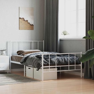 vidaXL, vidaXL Bettgestell mit Kopf- und Fußteil Metall Weiß 90x200 cm