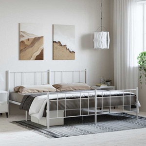 vidaXL, vidaXL Bettgestell mit Kopf- und Fußteil Metall Weiß 183x213 cm