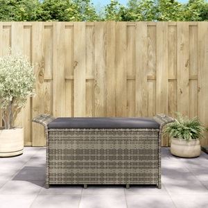 vidaXL, vidaXL Gartenbank mit Kissen Grau 116x46x57 cm Poly Rattan