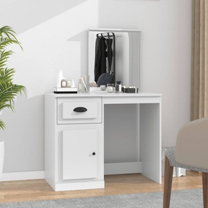 vidaXL, vidaXL Schminktisch mit Spiegel Weiß 90x50x132,5 cm Holzwerkstoff