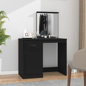 vidaXL, vidaXL Schminktisch mit Spiegel Schwarz 90x50x132,5 cm Holzwerkstoff, vidaXL Schminktisch mit Spiegel Schwarz 90x50x132,5 cm Holzwerkstoff