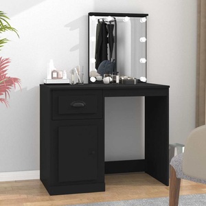 vidaXL, vidaXL Schminktisch mit LED Schwarz 90x50x132,5 cm Holzwerkstoff