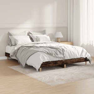 vidaXL, vidaXL Bettgestell Räuchereiche 135x190 cm Holzwerkstoff