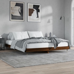 vidaXL, vidaXL Bettgestell Braun Eichen-Optik 200x200 cm Holzwerkstoff