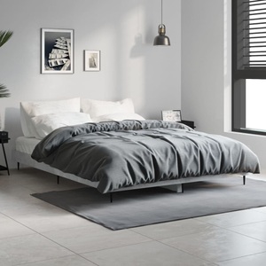vidaXL, vidaXL Bettgestell Betongrau 135x190 cm Holzwerkstoff