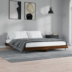 vidaXL, vidaXL Bettgestell Braun Eichen-Optik 200x200 cm Holzwerkstoff
