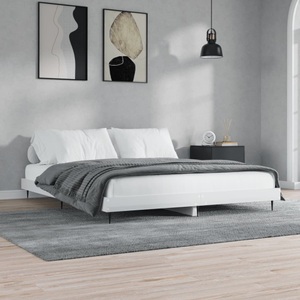 vidaXL, vidaXL Bettgestell Hochglanz-Weiß 140x200 cm Holzwerkstoff